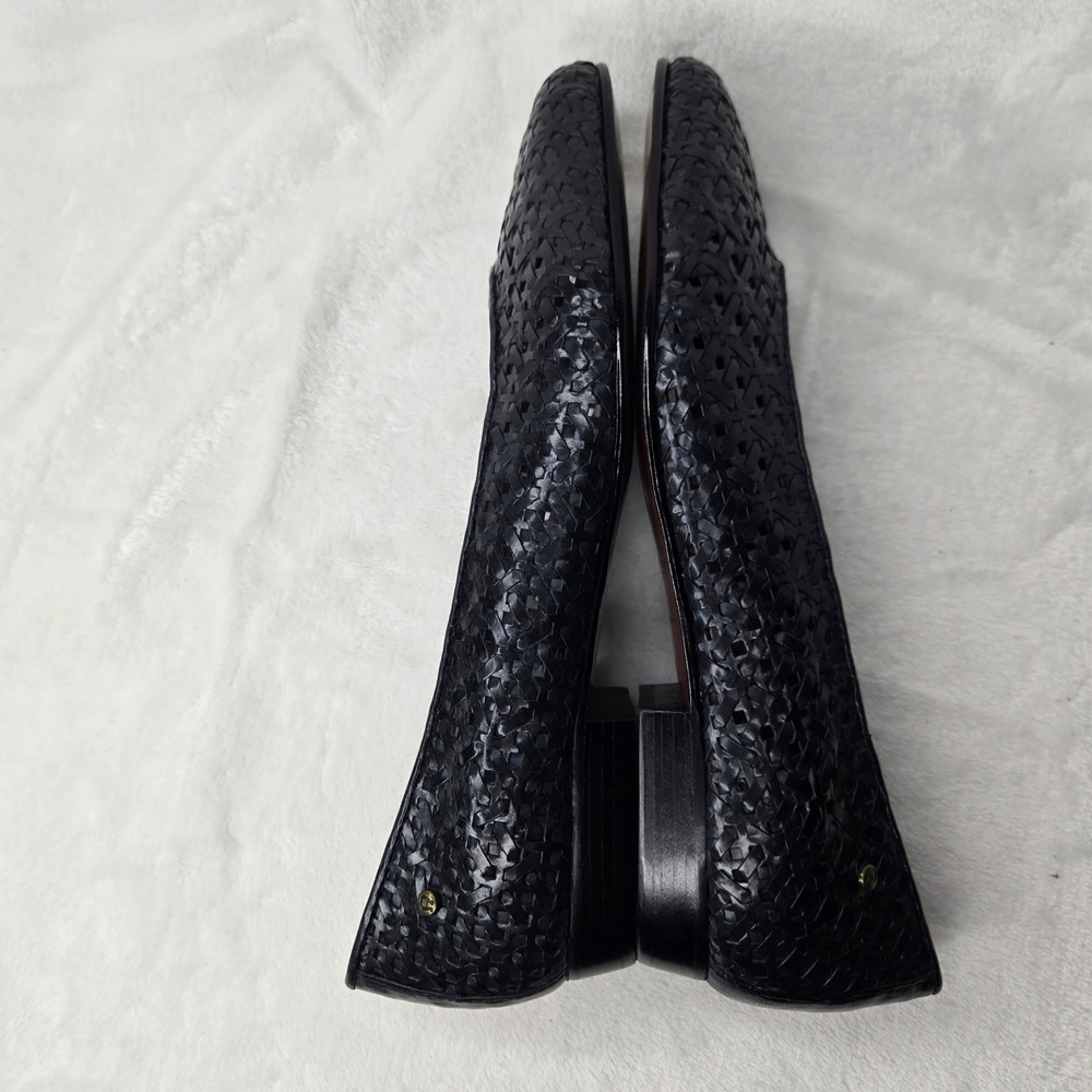 Etienne Aigner Black Woven Leather Lace Flats Almond Toe Shoes Women's 8.5M - Picture 6 of 11